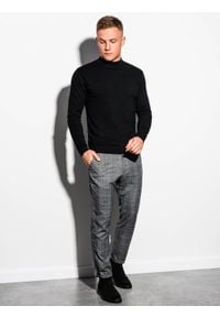 Ombre Clothing - Sweter męski z półgolfem o gładkiej strukturze - czarny V1 E178 - XXL. Kolor: czarny. Materiał: nylon, wiskoza. Wzór: gładki #3