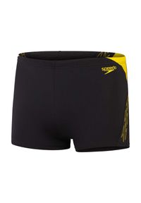 Speedo - Męskie Szorty Kąpielowe Hyperboom Aquashort. Kolor: czarny, wielokolorowy, żółty. Styl: sportowy