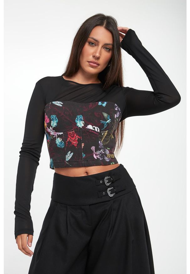 Versace Jeans Couture - Bluzka damska z siatką VERSACE JEANS COUTURE