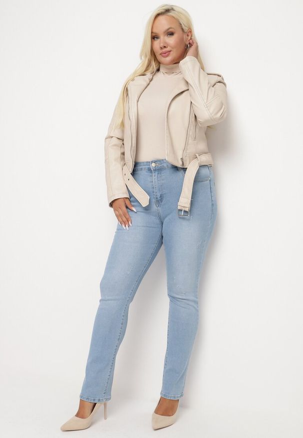 Born2be - Niebieskie Jeansy Skinny z Ozdobnymi Przetarciami Neveloria. Okazja: na co dzień. Kolor: niebieski. Styl: klasyczny, elegancki, casual