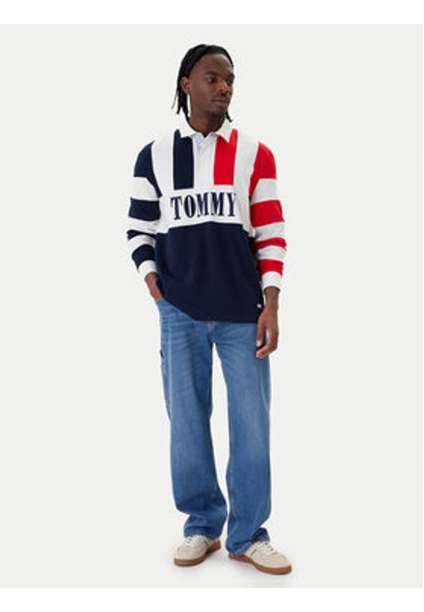 Tommy Jeans Polo Archive Rugby DM0DM23054 Granatowy Relaxed Fit. Typ kołnierza: polo. Kolor: niebieski. Materiał: bawełna