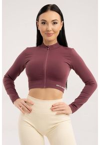 GYM GLAMOUR - Bluza fitness damska Gym Glamour bezszwowa rozpinana. Kolor: czerwony. Sport: fitness