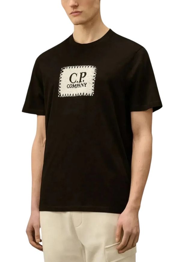 C.P. Company - C.P. COMPANY Czarny męski t-shirt. Kolor: czarny