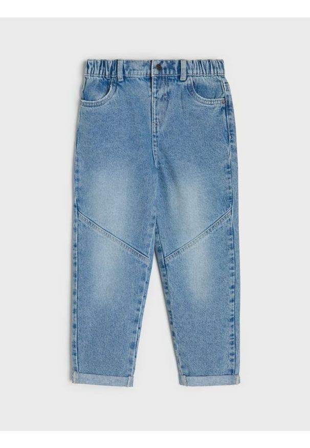 Sinsay - Jeansy chino z efektem sprania - niebieski. Kolor: niebieski
