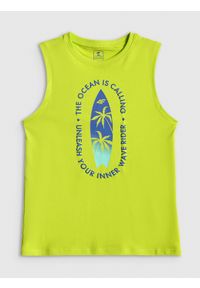 4f - 4F Koszulka bez rękawów regular z nadrukiem chłopięca - zielona 140 (9-10 lat). Kolor: zielony. Materiał: bawełna, skóra, materiał. Długość rękawa: bez rękawów. Wzór: nadruk. Sezon: lato #1