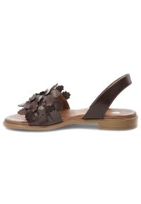 Sandały damskie Armodo, cholewka ze skóry naturalnej wsuwane na płaskiej podeszwie, brązowe, 40468. Zapięcie: bez zapięcia. Kolor: brązowy. Materiał: skóra. Obcas: na płaskiej podeszwie #6