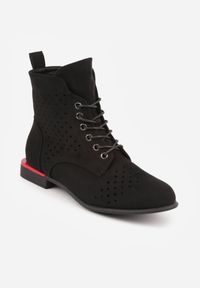 Born2be - Czarne Botki Trzewiki VICES z Ażurową Cholewką Bissen. Okazja: na co dzień, do pracy, na spotkanie biznesowe. Kolor: czarny. Materiał: dzianina, materiał, jeans. Szerokość cholewki: normalna. Wzór: ażurowy. Styl: casual, biznesowy, elegancki #3