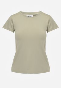 Born2be - Jasnozielony Gładki T-shirt o Klasycznym Kroju Lycoris. Okazja: do domu, do pracy, na co dzień. Kolor: zielony. Materiał: jeans. Wzór: gładki. Styl: klasyczny #5