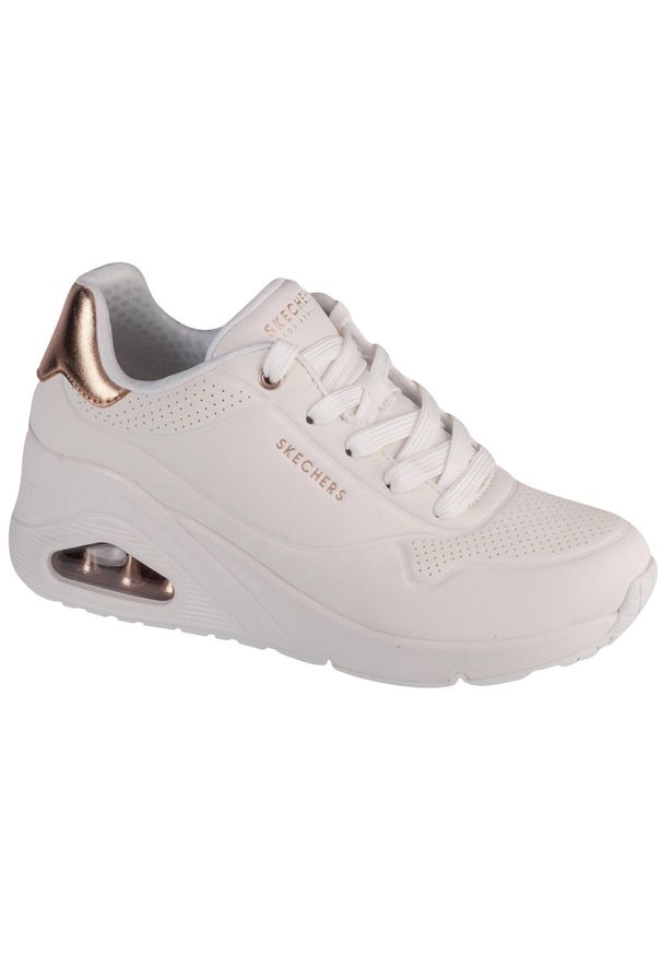 skechers - Buty sportowe Sneakersy damskie, Uno Wedge - Hi Steps. Kolor: biały. Materiał: syntetyk, materiał. Szerokość cholewki: normalna. Model: Skechers Sport. Sport: turystyka piesza