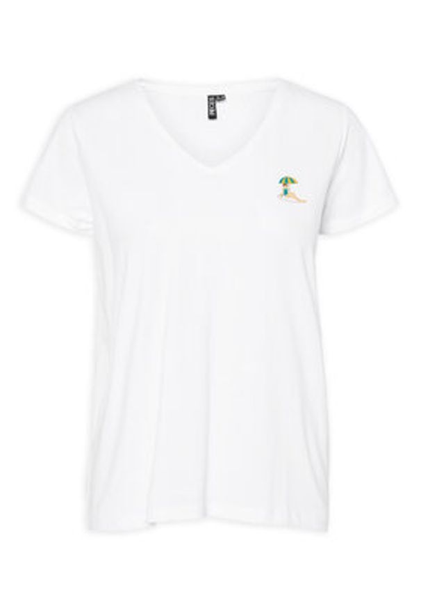 Pieces T-Shirt Tilly 17157705 Biały Regular Fit. Kolor: biały. Materiał: bawełna