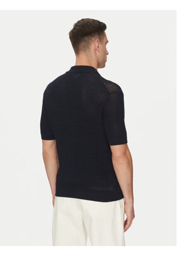 Lacoste Sweter AH9724 Granatowy Regular Fit. Kolor: niebieski. Materiał: syntetyk, bawełna