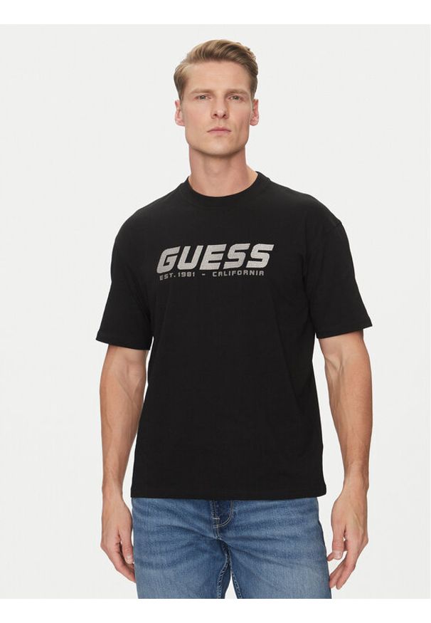 Guess T-Shirt 171871 Czarny Classic Fit. Kolor: czarny. Materiał: bawełna