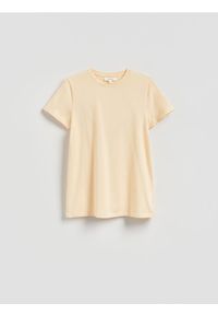 Reserved - Bawełniany t-shirt - jasnożółty. Kolor: żółty. Materiał: bawełna #1