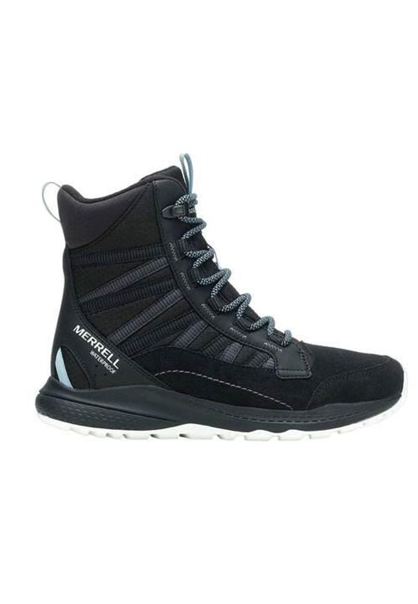 Buty do chodzenia damskie Merrell Bravada Edge 2 Thermo Mid Waterproof. Wysokość cholewki: za kostkę. Zapięcie: sznurówki. Kolor: czarny. Materiał: tkanina, skóra, nylon. Szerokość cholewki: normalna. Sport: turystyka piesza