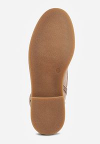 Renee - Ciemnobeżowe Skórzane Botki z Ażurowym Wzorem Kasona. Okazja: na co dzień. Kolor: beżowy. Materiał: skóra. Wzór: ażurowy. Styl: casual #4