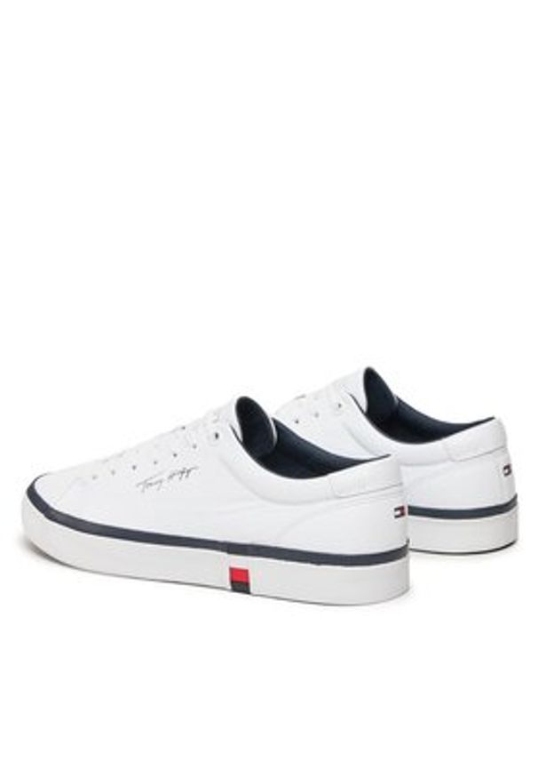 TOMMY HILFIGER - Tommy Hilfiger Sneakersy Modern Vulc Corporate Leather FM0FM04922 Biały. Kolor: biały. Materiał: skóra