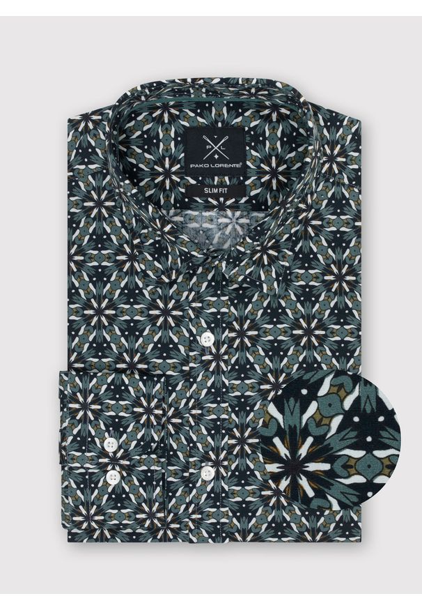 Pako Lorente - PAKO LORENTE – Koszula męska P22WF-1X-017-Z-S. Typ kołnierza: kołnierzyk klasyczny. Materiał: bawełna, elastan. Długość rękawa: długi rękaw. Długość: długie. Styl: klasyczny