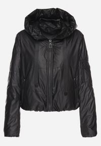 Born2be - Czarna Kurtka Wiatrówka z Kapturem i Gumką w Pasie Avelloti. Okazja: do pracy, na co dzień, na spotkanie biznesowe. Typ kołnierza: kaptur. Kolor: czarny. Materiał: jeans. Długość rękawa: długi rękaw. Długość: długie. Styl: casual, elegancki, biznesowy #4