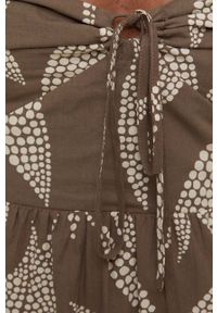 medicine - Medicine sukienka bawełniana kolor beżowy maxi rozkloszowana. Kolor: beżowy. Materiał: bawełna. Typ sukienki: rozkloszowane. Długość: maxi #5