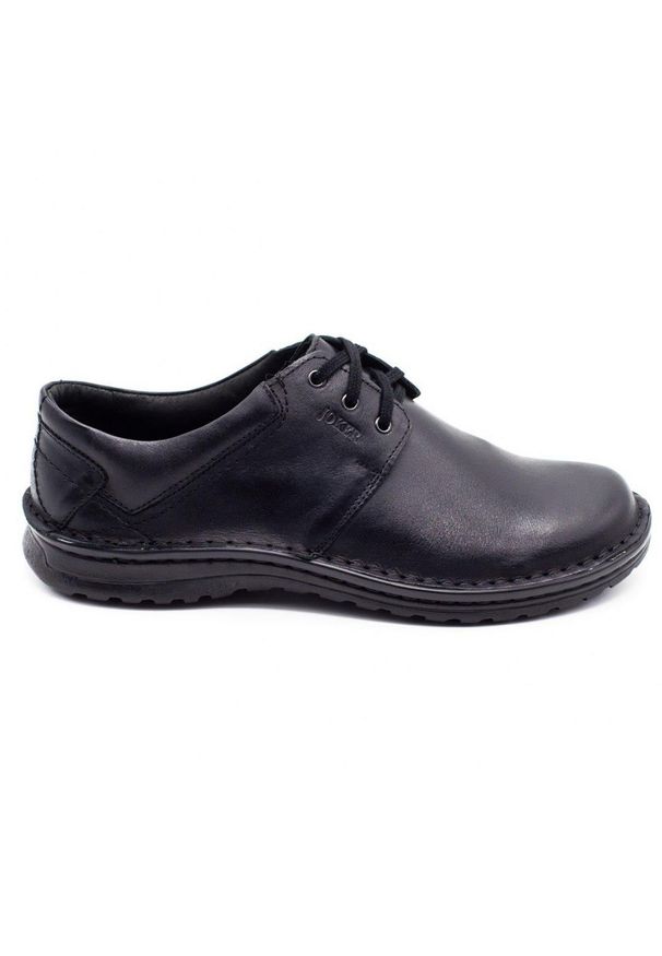 Joker Buty męskie skórzane 229 czarne. Kolor: czarny. Materiał: skóra. Sezon: jesień, wiosna. Styl: sportowy, klasyczny