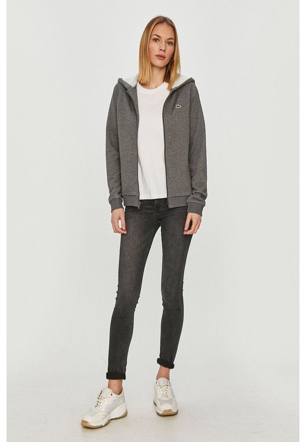 Lacoste - Bluza. Okazja: na co dzień. Typ kołnierza: kaptur. Kolor: szary. Styl: casual