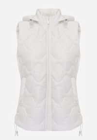 Renee - Biała Kamizelka z Odpinanym Kapturem i Pikowanym Wzorem Tiozarе. Okazja: na co dzień. Kolor: biały. Materiał: jeans. Sezon: jesień. Styl: casual #5