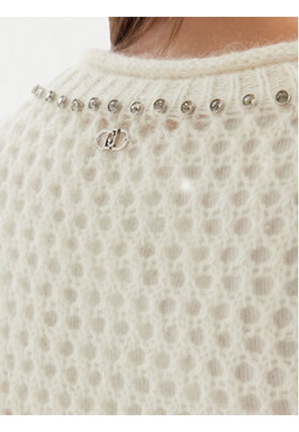 Liu Jo Sweter MF5430 MS039 Écru Relaxed Fit. Materiał: bawełna