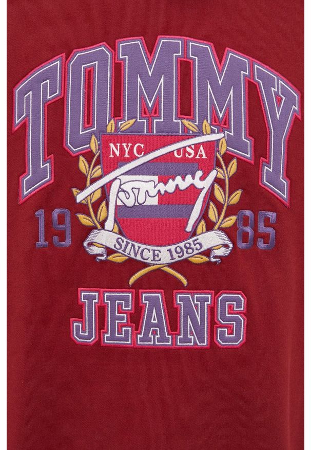 Tommy Jeans Bluza bawełniana męska kolor bordowy z aplikacją. Kolor: czerwony. Materiał: bawełna. Wzór: aplikacja