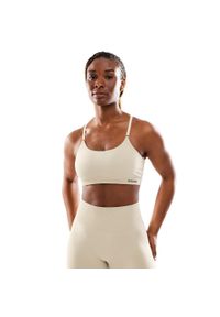 SIROKO - Damski bezszwowy biustonosz sportowy Fitness Siroko Spark. Kolor: beżowy. Materiał: materiał, tkanina. Sport: fitness #1