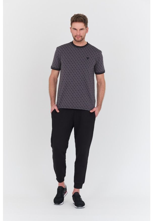 Guess - GUESS Czarny męski t-shirt Marshall, Rozmiar XXL. Kolor: czarny