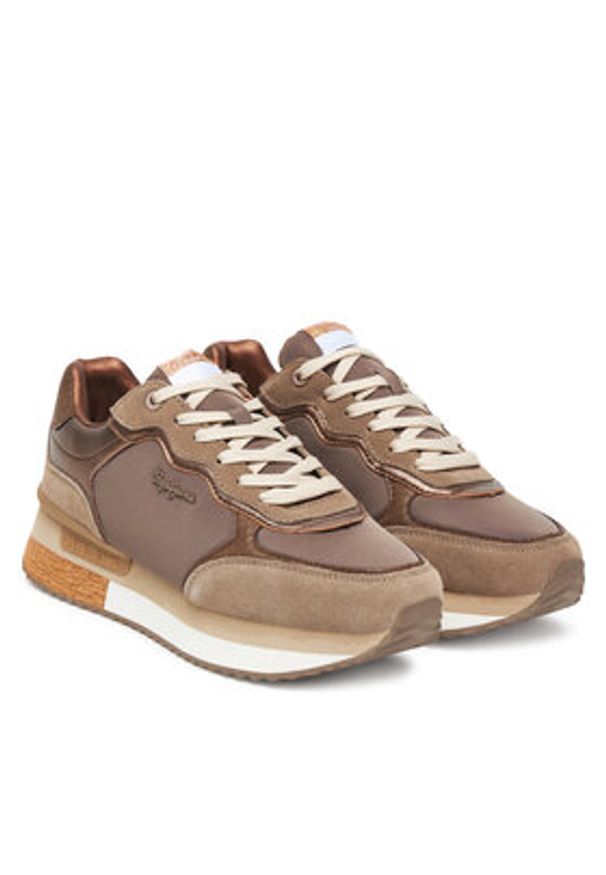Pepe Jeans Sneakersy Rusper Glam W PLS600008 Brązowy. Kolor: brązowy. Materiał: materiał