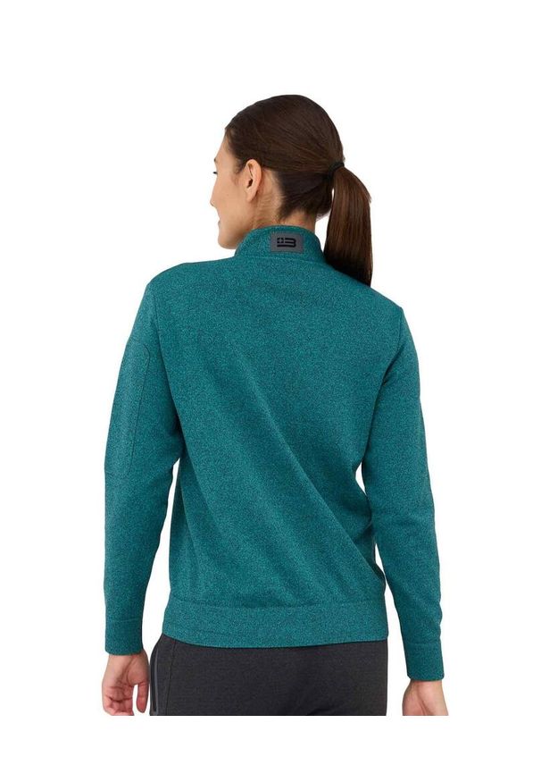 Bluza damska wełniana z krótkim ekspresem Brubeck OUTDOOR MERINO. Kolor: zielony. Materiał: wełna, poliamid, poliester, elastan. Długość: krótkie. Sport: outdoor