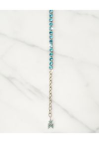 AMINA MUADDI - Błękitna bransoleta na kostkę z kryształami. Materiał: srebrne. Kolor: niebieski. Kamień szlachetny: kryształ #2