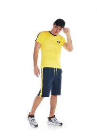LEONE 1947 APPAREL - Męski garnitur Academy. Kolor: niebieski, wielokolorowy, żółty. Materiał: tkanina, dresówka