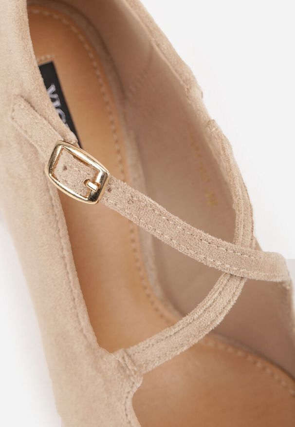 Renee - Beżowe Szpilki Vices z Ozdobnymi Paskami Tamorniel. Okazja: do pracy. Zapięcie: pasek. Kolor: beżowy. Obcas: na szpilce. Styl: elegancki, wizytowy
