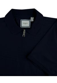 Dzianinowe Polo - Dekolt na Zamek - Brave Soul - Granat. Okazja: na co dzień. Typ kołnierza: polo. Kolor: niebieski. Materiał: poliester. Styl: casual #2