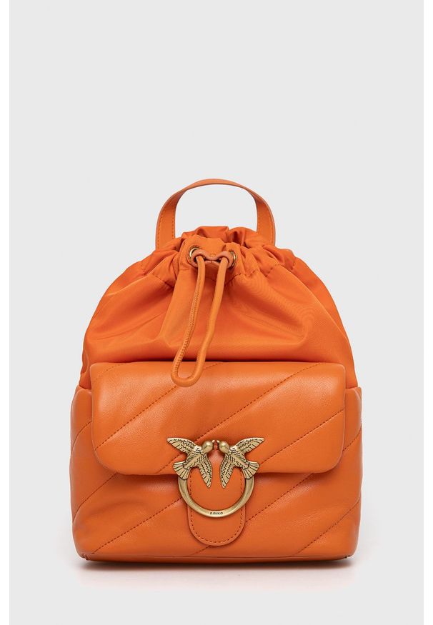Pinko plecak damski kolor pomarańczowy mały gładki. Kolor: pomarańczowy. Wzór: gładki