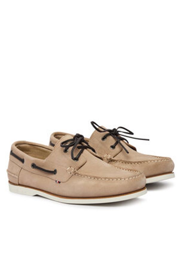 TOMMY HILFIGER - Tommy Hilfiger Półbuty FM0FM05387 Beżowy. Kolor: beżowy. Materiał: skóra, zamsz