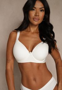 Renee - Biały Klasyczny Biustonosz o Gładkiej Fakturze Adriaros. Kolor: biały. Wzór: gładki #3