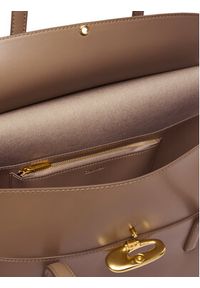 Calvin Klein Torebka Hardware Brushed Flap Tote Bag LV04F3336G Beżowy. Kolor: beżowy. Materiał: skórzane #6