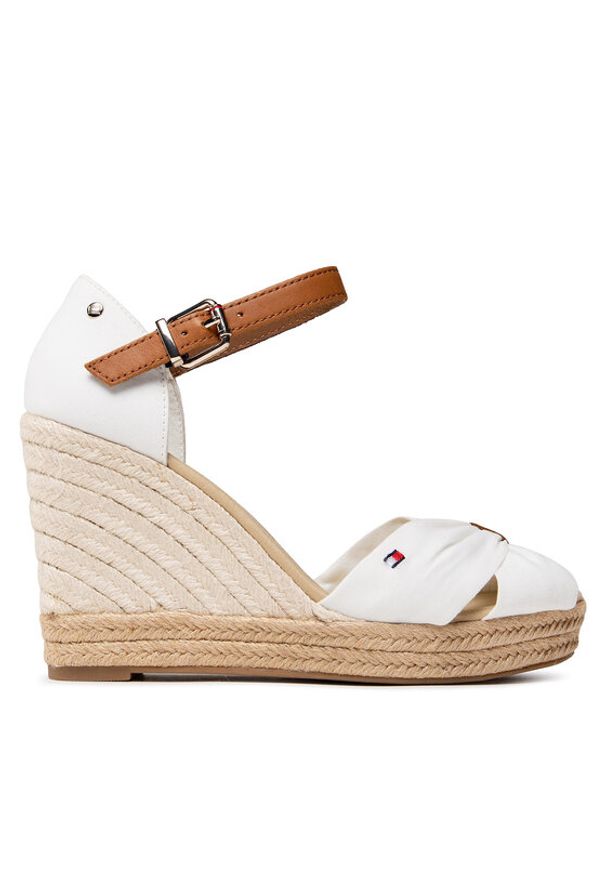 TOMMY HILFIGER - Tommy Hilfiger Espadryle Basic Opened Toe High Wedge FW0FW04784 Biały. Kolor: biały. Materiał: materiał