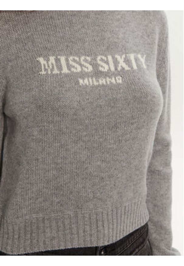 Miss Sixty Sweter 6L4RJ4360000 Szary Regular Fit. Kolor: szary. Materiał: wełna