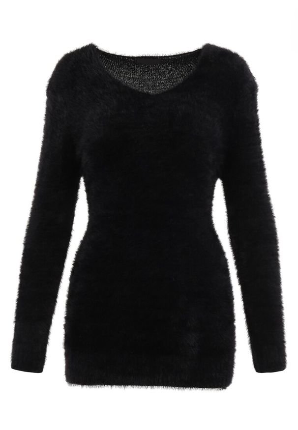 Born2be - Czarny Sweter Z Wełną Panaris. Typ kołnierza: dekolt w serek. Kolekcja: plus size. Kolor: czarny. Materiał: wełna. Styl: klasyczny