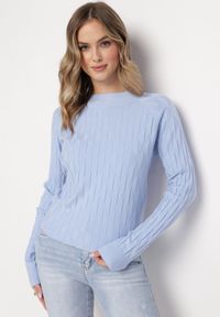 Born2be - Jasnoniebieski Klasyczny Sweter z Półgolfem Nordda. Kolor: niebieski. Materiał: bawełna. Styl: klasyczny