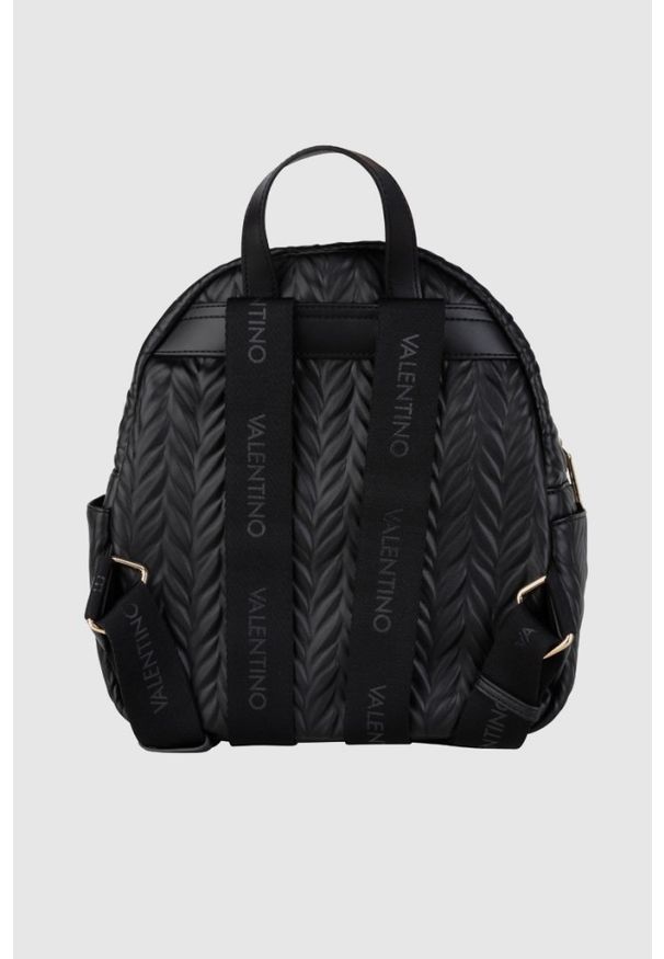 Valentino by Mario Valentino - VALENTINO Tłoczony czarny plecak z logo sunny re backpack. Kolor: czarny
