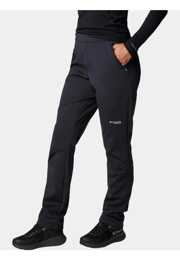 columbia - Spodnie Turystyczne Damskie Columbia Vast Canyon High-Rise. Stan: podwyższony. Kolor: czarny. Materiał: materiał, softshell