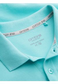 Ombre Clothing - Męska koszulka polo jednokolorowa BASIC z dzianiny pique - miętowa V18 OM-POBS-0100 - XL. Okazja: na co dzień. Typ kołnierza: polo. Kolor: miętowy. Materiał: dzianina. Wzór: aplikacja, jednolity, haft. Sezon: lato, wiosna. Styl: sportowy, wizytowy, klasyczny, casual #7