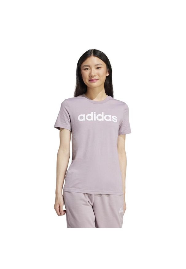 Adidas - Koszulka z krótkim rękawem damska ADIDAS Gym & Pilates. Kolor: biały, różowy, wielokolorowy. Materiał: bawełna, materiał. Długość rękawa: krótki rękaw. Długość: krótkie. Sport: joga i pilates