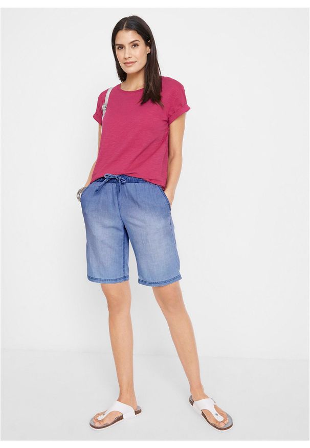bonprix - Shirt boxy, krótki rękaw. Kolor: różowy. Długość rękawa: krótki rękaw. Długość: krótkie