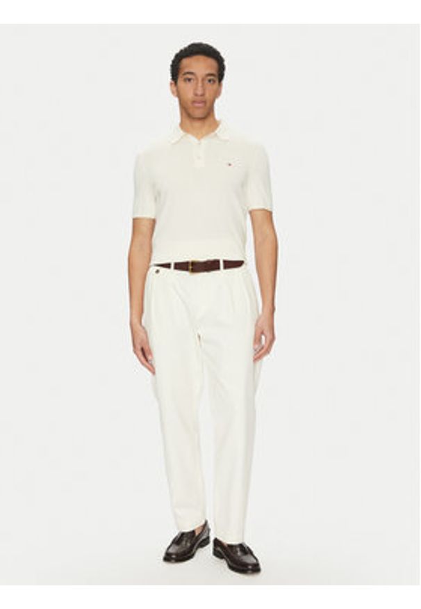 TOMMY HILFIGER - Tommy Hilfiger Polo Essential MW0MW37396 Beżowy Regular Fit. Typ kołnierza: polo. Kolor: beżowy. Materiał: bawełna